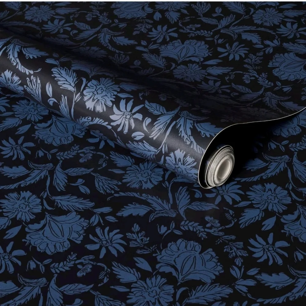 Threshold - Floral Striped Navy Wallpaper